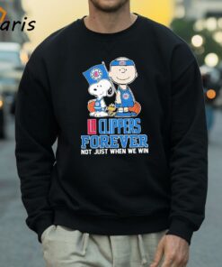 Charlie Brown Snoopy And Woodstock LA Clippers Forever Not Just When We Win 2024 Shirt 4