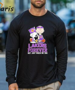 Charlie Brown Snoopy And Woodstock Los Angeles Lakers Forever Not Just When We Win 2024 Shirt 3