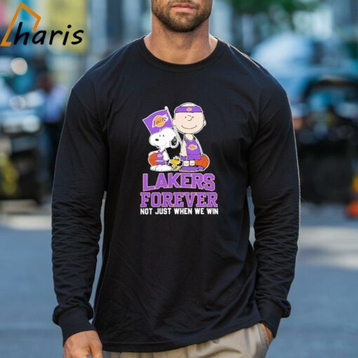 Charlie Brown Snoopy And Woodstock Los Angeles Lakers Forever Not Just When We Win 2024 Shirt