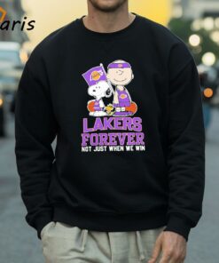 Charlie Brown Snoopy And Woodstock Los Angeles Lakers Forever Not Just When We Win 2024 Shirt 4