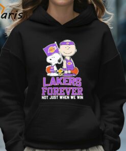 Charlie Brown Snoopy And Woodstock Los Angeles Lakers Forever Not Just When We Win 2024 Shirt 5