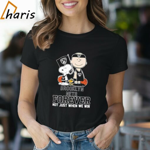 Charlie Brown Snoopy Woodstock Brooklyn Nets Forever Not Just When We Win Logo T-shirt