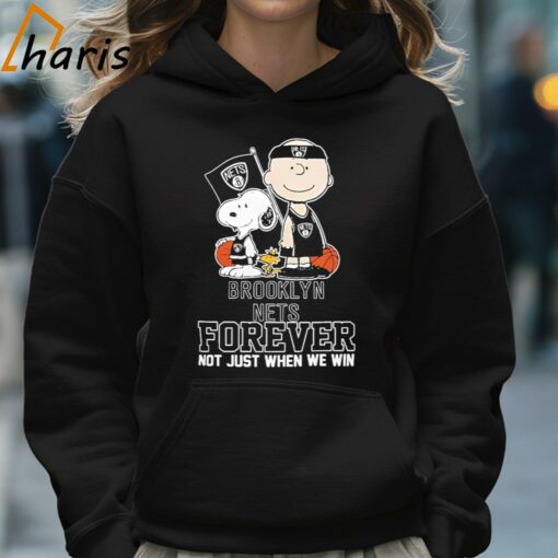 Charlie Brown Snoopy Woodstock Brooklyn Nets Forever Not Just When We Win Logo T-shirt