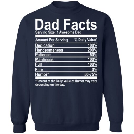 Dad Facts serving size 1 awesome dad shirt Shirt Sweatshirt Long Sleeve Hoodie Tank Mug