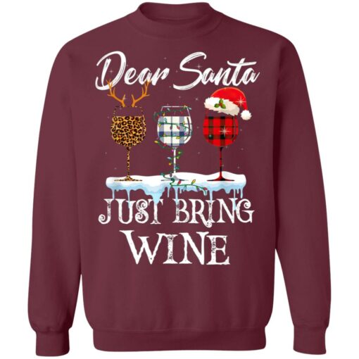 Dear Santa Just Bring Wine Christmas Pajama Costume Shirt Sweatshirt Long Sleeve Hoodie Tank Mug