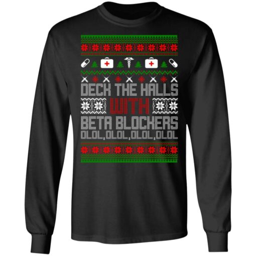 Deck The Halls With Beta Blockers Ugly Christmas Sweater Shirt Sweatshirt Long Sleeve Hoodie Tank Mug