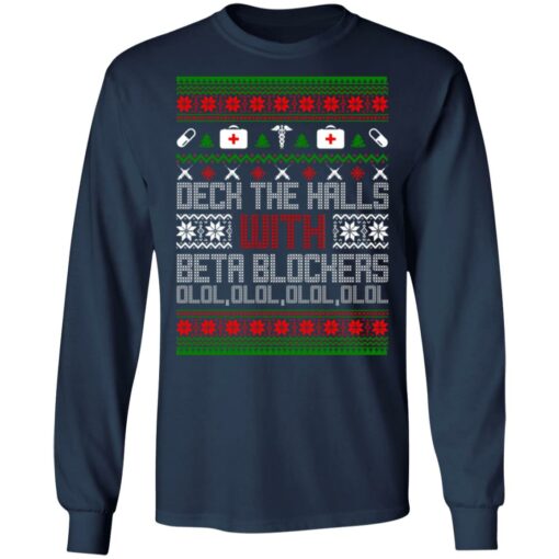 Deck The Halls With Beta Blockers Ugly Christmas Sweater Shirt Sweatshirt Long Sleeve Hoodie Tank Mug