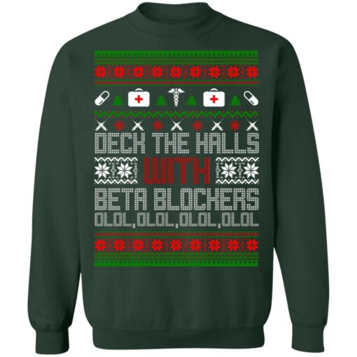 Deck The Halls With Beta Blockers Ugly Christmas Sweater Shirt Sweatshirt Long Sleeve Hoodie Tank Mug