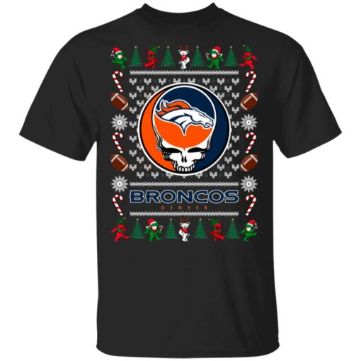 Denver Broncos Grateful Dead Ugly Christmas Sweater Shirt Sweatshirt Long Sleeve Hoodie Tank Mug