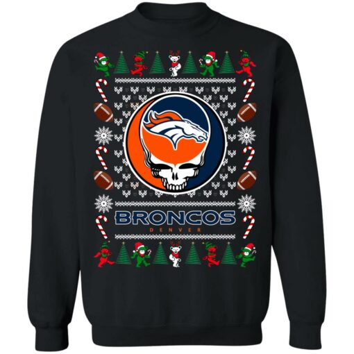 Denver Broncos Grateful Dead Ugly Christmas Sweater Shirt Sweatshirt Long Sleeve Hoodie Tank Mug