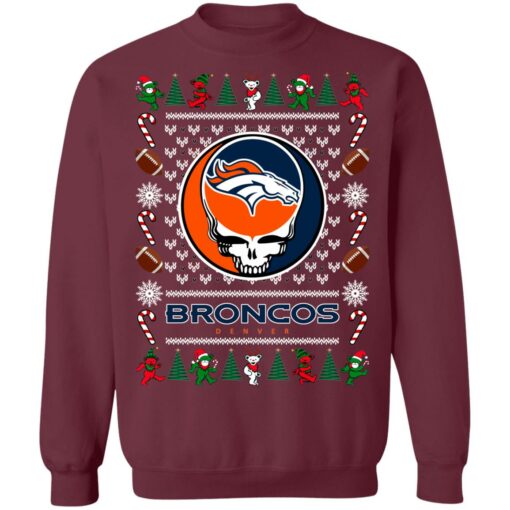 Denver Broncos Grateful Dead Ugly Christmas Sweater Shirt Sweatshirt Long Sleeve Hoodie Tank Mug