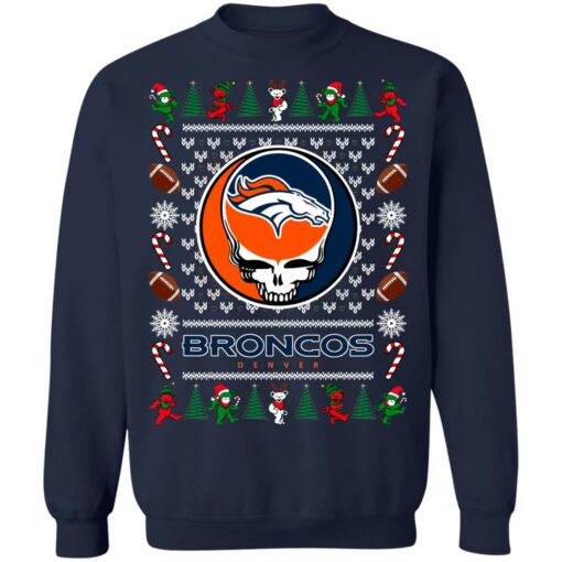 Denver Broncos Grateful Dead Ugly Christmas Sweater Shirt Sweatshirt Long Sleeve Hoodie Tank Mug