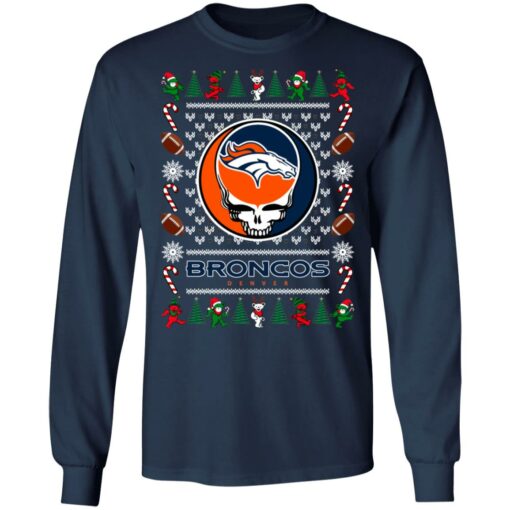 Denver Broncos Grateful Dead Ugly Christmas Sweater Shirt Sweatshirt Long Sleeve Hoodie Tank Mug