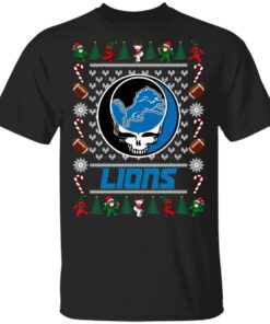 Detroit Lions Grateful Dead Ugly Christmas Sweater Shirt Sweatshirt Long Sleeve Hoodie Tank Mug