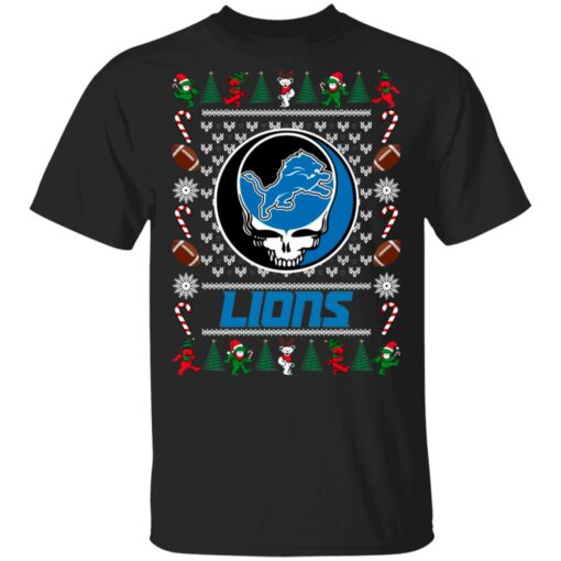 Detroit Lions Grateful Dead Ugly Christmas Sweater Shirt Sweatshirt Long Sleeve Hoodie Tank Mug