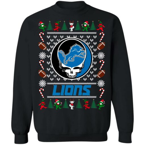 Detroit Lions Grateful Dead Ugly Christmas Sweater Shirt Sweatshirt Long Sleeve Hoodie Tank Mug