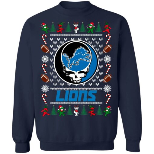 Detroit Lions Grateful Dead Ugly Christmas Sweater Shirt Sweatshirt Long Sleeve Hoodie Tank Mug