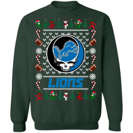 Detroit Lions Grateful Dead Ugly Christmas Sweater Shirt Sweatshirt Long Sleeve Hoodie Tank Mug