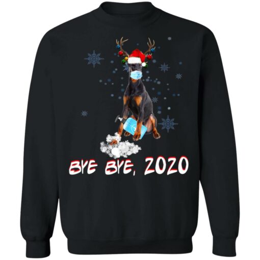 Doberman Pinscher Dog Bye Bye 2020 Christmas New Year Shirt Sweatshirt Long Sleeve Hoodie Tank Mug