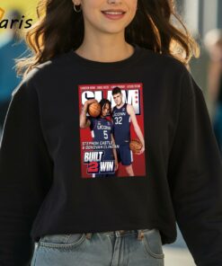 Donovan Clingan And Stephon Castle From UConn Huskies Built 2 Win Cover SLAM 250 Shirt 3
