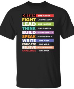 Dream like martin fight like malcolm lead like harriet think shirt Dream like martin fight like malcolm lead like harriet think shirt