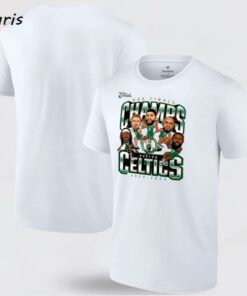 Fanatics White Boston Celtics 2024 NBA Finals Champions Pull Up Jumper Caricature T-Shirt
