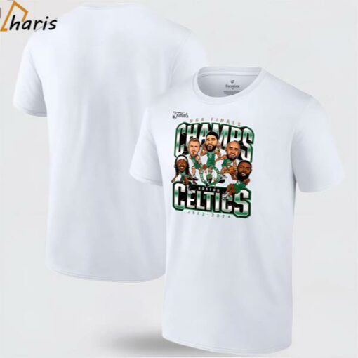 Fanatics White Boston Celtics 2024 NBA Finals Champions Pull Up Jumper Caricature T-Shirt