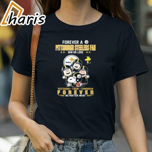 Forever A Pittsburgh Steelers Fan Win Or Lose Snoopy Yesterday Today Tomorrow Forever T-Shirt