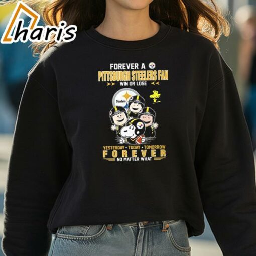 Forever A Pittsburgh Steelers Fan Win Or Lose Snoopy Yesterday Today Tomorrow Forever T-Shirt