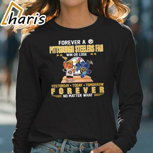 Forever A Pittsburgh Steelers Fan Win Or Lose Stitch Yesterday Today Tomorrow Forever T-Shirt