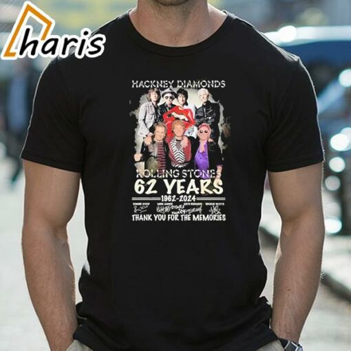 Hackney Diamonds The Rolling Stones 62 Years 1962-2024 Signature Thank You For The Memories T-Shirt