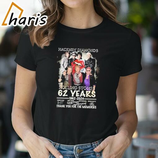 Hackney Diamonds The Rolling Stones 62 Years 1962-2024 Signature Thank You For The Memories T-Shirt