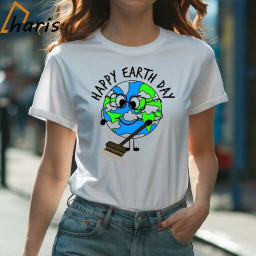 Happy Earth Day Planet Sweeping Cleaning Shirt