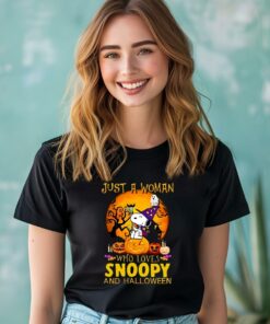 Just A Woman Who Loves Snoopy And Halloween T-shirt
