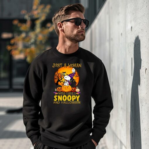 Just A Woman Who Loves Snoopy And Halloween T-shirt