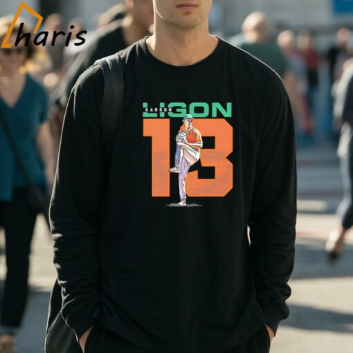 Karson Ligon 13 Miami Hurricanes Baseball Shirt