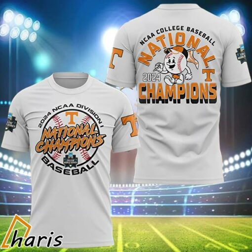 NCAA College Baseball National 2024 Tennessee Volunteers Champions 3D T- Shirt