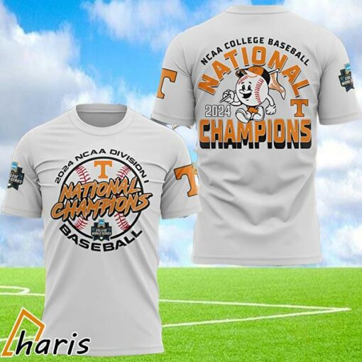 NCAA College Baseball National 2024 Tennessee Volunteers Champions 3D T- Shirt