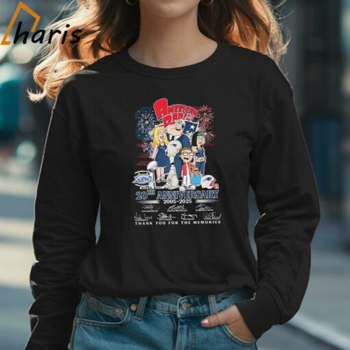 New England Patriots American Dad 20th Anniversary 2005-2025 Thank You For The Memories Signatures T-shirt