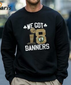 Official Boston Celtics Stadium Essentials 2024 NBA Finals Champions 18 Banners Shirt 4