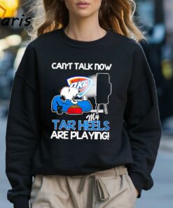 Oklahoma City Thunder Snoopy Watching Tv Cant Talk Now My Tar Heels Are Playing Shirt 3