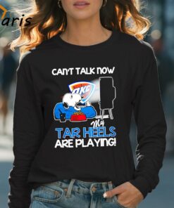 Oklahoma City Thunder Snoopy Watching Tv Cant Talk Now My Tar Heels Are Playing Shirt 4