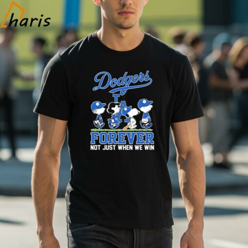 Peanuts Characters Walking Forever Not Just When We Win LA Dodgers Shirt