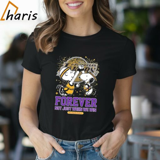 Peanuts Snoopy And Charlie Brown High Five Los Angeles Lakers Forever Not Just When We Win Shirt