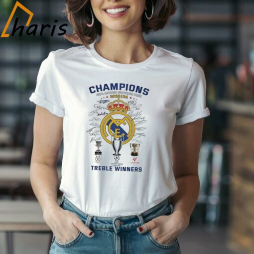 Real Madrid Treble Winners Champions League 2024 Signs T-shirt