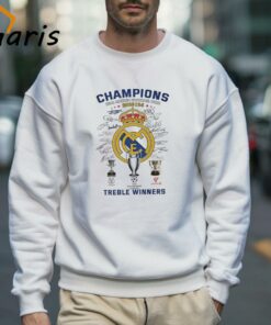 Real Madrid Treble Winners Champions League 2024 Signs T-shirt 2 Real Madrid Treble Winners Champions League 2024 Signs T shirt 3