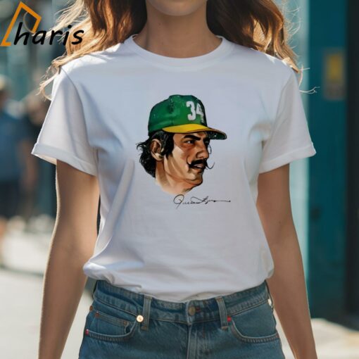 Rollie Fingers 34 Oakland Silhouette Baseball Pitcher Signature Shirt