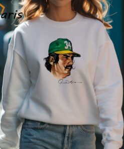 Rollie Fingers 34 Oakland Silhouette Baseball Pitcher Signature Shirt 4