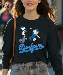 Snoopy And Charlie Brown Playing Baseball Los Angeles Dodgers Shirt 4