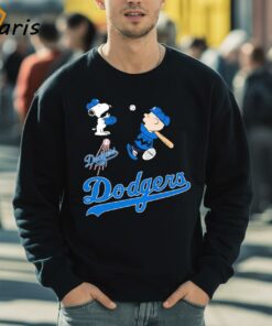 Snoopy And Charlie Brown Playing Baseball Los Angeles Dodgers Shirt 5